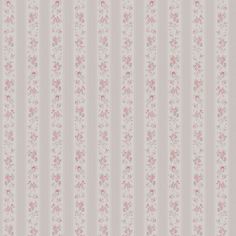 a pink and white striped wallpaper with flowers