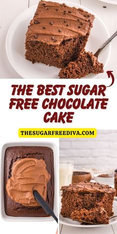 the best sugar free chocolate cake recipe is in this collage and it's easy to make