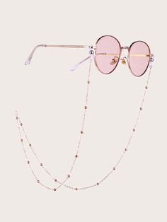 Pink    Copper  Glasses Chain Embellished   Women Accessories Chic Glasses, Latest Sunglasses, Pink Copper, Women Glasses, Metal Glasses, Sunglass Chain, Jewelry Accessories Ideas, Glasses Chain, Eyewear Accessories