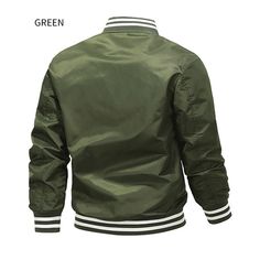 Wiaofellas Spring Autumn Bomber Jacket Men Striped Stand Collar Solid Army Green Jackets Windbreaker Casual Outdoors Coats Streetwear Male Streetwear Male, Army Green Jacket, Polyester Satin, Green Jacket, Stand Collar, Army Green, Varsity Jacket, Winter Fashion, Mens Jackets