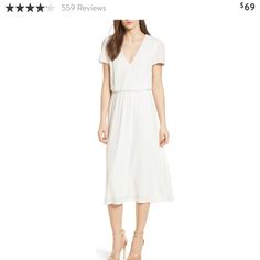 New Without Tags. Still On Nordstrom Website For Full Price. Soft, Comfy, Gauzy Dress Perfect For Spring And Summer! Passing Through A Smoke And Pet Free Home. Ships Today. Flattering V-neck Summer Dresses, Chic White Flowy V-neck Dress, Flowy V-neck Midi Dress For Work, Flattering V-neck Dress For Date Night, Elegant V-neck Dress For Day Out, Feminine Flowy V-neck Dress, Formal V-neck Summer Midi Dress, Elegant Flowy Knee-length V-neck Dress, Formal Flowy Midi Dress With Surplice Neckline