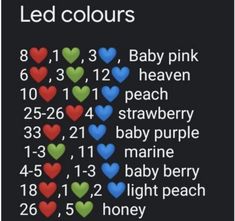 the baby pink and blue hearts are arranged in rows on a black background with text that reads