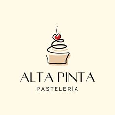 a cupcake with a heart on top and the words ata pinta pasteleria