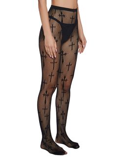 you've got 'em on their knees, praying. These fishnet tights have a body huggin' fit with gothic style crosses all over. Edgy Black Fishnet Hosiery, Black Tight Mesh Hosiery, Gothic Stretch Fishnet Hosiery, Black Mesh Tights For Night Out, Edgy Black Fishnet Legwear, Black Gothic Fishnet Hosiery, Gothic Black Fishnet Hosiery, Fitted Fishnet Tights For Halloween, Black Stretch Punk Hosiery