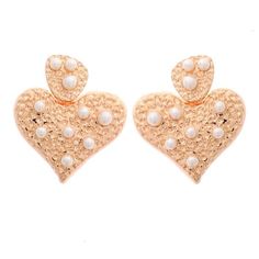 A matte gold textured brass hearts set with glass pearls, the Liza Pearl Heart Earring is modern whimsy with a touch of chic. This is the pair you'll want to wear on repeat! Size: one size. Gender: female. Age Group: adult. Chic Gold Metal Heart Earrings, Elegant Rose Gold Heart Earrings, Elegant Metal Earrings With Heart Beads, Heart-shaped Pearl Drop Earrings For Party, Feminine Gold Heart Earrings For Valentine's Day, Feminine Gold Earrings For Valentine's Day, Gold Pearl Heart Earrings For Weddings, Heart-shaped Gold Pearl Earrings For Wedding, Valentine's Day Gold Pearl Heart Earrings