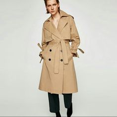 - Never Worn - Perfect Condition - Tags Included - Water Resistant Long Camel Coat For Spring, Camel Long Coat For Spring, Spring Camel Long Coat, Spring Camel Outerwear With Pockets, Elegant Camel Outerwear For Spring, Zara Beige Office Outerwear, Beige Zara Outerwear For Office, Zara Brown Spring Outerwear, Zara Khaki Outerwear For Work