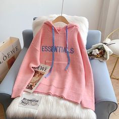 Style: commuting Size: one size Color: off white, pink, blue, gray Embroidered Hoodie, Hooded Sweater, Hoodie Sweater, Blue Gray, Sweater Hoodie, Women's Sweater, Pink Blue, Pullover Hoodie, Hoodie Shirt