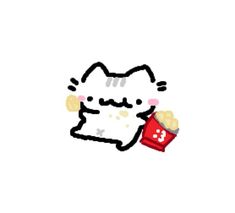 an image of hello kitty eating popcorn