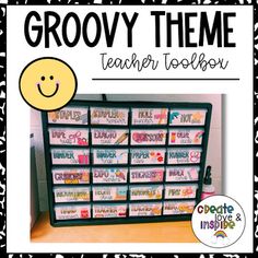 a teacher's toolbox with the words grooy theme and a smiley face