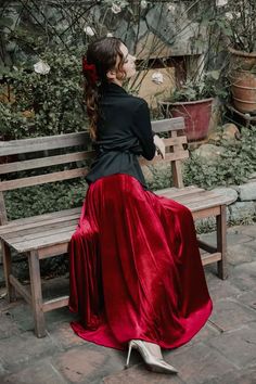 Winter Party Maxi Skirt, Winter Party Dress With Long Skirt, Winter Long Pleated Dress, Winter Dress With Long Pleated Skirt, Red Maxi Skirt For Party, Red Maxi Length Party Skirt, Red Maxi Length Skirt For Party, Fitted Winter Party Maxi Skirt, Fitted Maxi Skirt For Winter Evenings