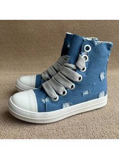 Unisex High-Top Lace-Up Thick Sole Casual Sports Shoes Denim Blue Cool,Sporty,Funky   PU Leather Colorblock,Plain Skate Shoes   Women Shoes, size features are:Bust: ,Length: ,Sleeve Length: Sport Shoes Women, Casual Sneakers Women, Color Naranja, Casual Sport Shoes, Casual Shoes Women, Skate Shoes, Sports Shoes, Shoes Women, Lace Tops