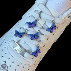 Butterfly Lace Charm - Shoe Accessories for Sneakers Custom Air Force 1 Enhance your shoes with stylish slip-on shoelace accessories! Are you looking for a way to give your favorite shoes a new look and express your unique style? We offer a wide selection of decorative elements that will breathe new life into your shoes and make them a true reflection of your taste. Each accessory has been meticulously crafted from high-quality metal, ensuring durability and elegance. Select Color and make Your shoes unique! Butterfly Lace | Air Force 1 Charm | Sneakers Shoelaces | Shoe Buckle | Custom Shoe Buckle | Custom Air Force 1 | Sneakers accesories | Lace Charm | Air Force 1 Chain | Butterfly Air Force 1 | Shoe Decorations | Shoe  Accesories | Air Force 1 Lace Tag | Custom Sneakers | shoelaces char Air Force Charms, Air Force 1 Charms, Shoe Charms Blue, Lace Shoe Laces, Lace Air Force 1, Decorating Sneakers, Charm Sneakers, Decorated Sneakers, Shoelace Accessories