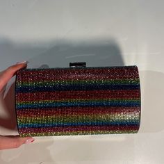 Inc Everything Rainbow Rhinestone Clutch Inc Evening Purse Metallic Rainbows- Detachable 48" Chain & 1 Inside Pocket! New With Tags Perfect For Anything! So Fun Multicolor Rhinestone Evening Bag For Party, Multicolor Rhinestone Evening Bag For Events, Multicolor Rectangular Evening Bag With Rhinestones, Multicolor Rhinestone Rectangular Evening Bag, Multicolor Rectangular Clutch With Rhinestones, Rhinestone Clutch, Evening Purse, Evening Clutch Bag, Evening Clutch