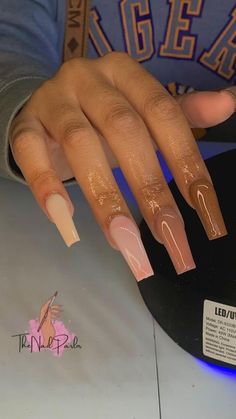 Best Acrylic Nails Coffin, Brown Acrylic Nails, Fall Acrylic, Waterslide Nail Decals, Girly Acrylic, Drip Nails, Glow Nails, Short Square Acrylic Nails, Exotic Nails