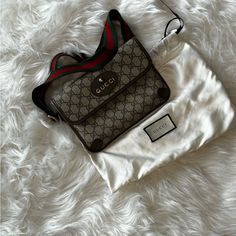 The Gucci Neo Vintage Web Belt Bag Is A Stylish Accessory Featuring The Iconic Gg Supreme Canvas, Accented With Brown Leather Trim. It Has A Web Stripe Adjustable Strap, Making It A Fashionable And Functional Belt Bag. Web Belt, Stylish Accessories, Leather Trim, Belt Bag, Gucci Bag, Leather Trims, Brown Color, Mini Bag, Brown Leather