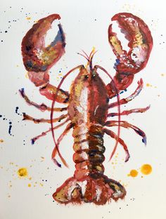 a painting of a lobster on a white background