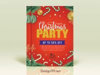 a red christmas party flyer on a white background