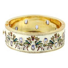 Enamel Hand Painted Tanzanite Diamond Bangle Bracelet | From a unique collection of vintage Modern Bracelets at https://www.1stdibs.com/jewelry/bracelets/modern-bracelets/. Beautiful Gold Rings, Diamond Bangle Bracelet, Modern Bracelets, Tanzanite Diamond, Vintage Bangles, Diamond Bangles Bracelet, Enamel Bangle, Diamond Bangle, Women Diamond