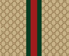 a wallpaper pattern with the word gucci in red, green and gold stripes