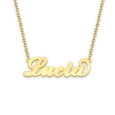 Lucia name necklace Gold Custom Necklace, Personalized Gifts For Her 
								Add something extra special to your jewelry box with Name Necklace Official engravable necklaces.
								The Lucia's 14k gold name necklace is best gifts for Lucia. Name Necklace Official provides affordable engravable jewelry that won't 
								break the bank. In addition, these pieces make for very thoughtful and appreciated gifts for friends and family. 
								And whether valentine's day gifts, mother's day gift Gold Name Necklace, Custom Name Necklace, Personalized Gifts For Her, Engraved Jewelry, Engraved Necklace, Custom Necklace, Name Necklace, Graduation Gifts, Valentine Day Gifts