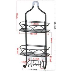 three tiered metal rack with wheels and hooks