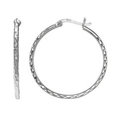 Adorned with diamond-cut details, these sterling silver hoop earrings offer a lustrous look.Click here for more PRIMROSE jewelry.EARRING DETAILS Length: .98 in. Backings: click-it Metal: sterling silver Size: One Size. Color: Grey. Gender: female. Age Group: adult. Silver Diamond Cut Hoop Earrings, Sterling Silver Hoop Earrings With Diamond Cut For Anniversary, Small Silver Hoop Earrings With Diamond Cut, Sterling Silver Diamond Cut Hoop Earrings For Gift, Sterling Silver Hoop Jewelry With Diamond Cut, Diamond Cut Sterling Silver Hoop Earrings For Gift, Gift Sterling Silver Diamond Cut Hoop Earrings, Gift Diamond Cut Sterling Silver Hoop Earrings, Silver Round Diamond Cut Hoop Earrings