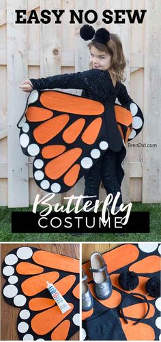 an easy butterfly costume for kids with instructions to make it and how to sew