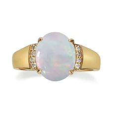 Stunning, timeless and classy eternity Wedding ring. Decorate yourself in luxury with this The Loupe Club ring. The 10k Yellow Gold jewelry boasts 9X11 Oval-Cut Prong Setting Australian Opal (1pcs) 2.01 Carat, and Round-Cut Prong Setting (8pcs) 0.04 Carat white diamond accent stones for a glimmering design. This ring is weight 2.80 grams. Natural Diamonds with good quality I1-I2.One of a kind. Crafted with 10K Yellow Gold, this delicate Ring is polished to a high finish shine. Luxury Oval Cabochon Opal Engagement Ring, Luxury Yellow Gold Opal Ring With Accent Stones, Luxury Opal Ring With Accent Stones For Formal Occasions, Yellow Gold Opal Ring With Diamond For Anniversary, Luxury Yellow Gold Opal Ring With Brilliant Cut, Luxury 14k Gold Opal Ring With Center Stone, Exquisite Yellow Gold Opal Ring For Anniversary, Luxury Yellow Gold Opal Ring With Round Cut, Exquisite Yellow Gold Opal Anniversary Ring