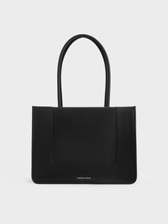 Daylla Tote Bag Charles And Keith, Black Rectangle