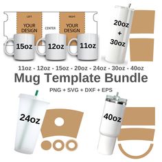 the mug template bundle includes coffee cups and other items