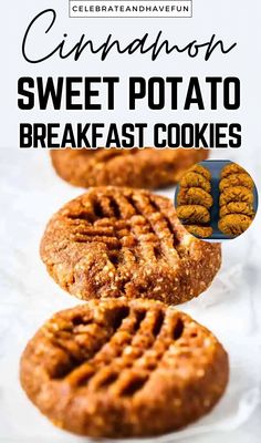 cinnamon sweet potato breakfast cookies with text overlay