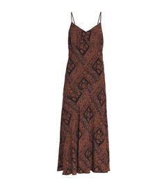 Find PAIGE Printed Viejo Maxi Dress on Editorialist. The PAIGE Viejo dress features a printed design. It is a maxi dress with a V-neck and thin straps. The dress can be worn for both day and evening events. It is made with a flowy texture, allowing for multiple styling options. Bohemian Sleeveless Midi Dress For Evening, Bohemian Midi Length Maxi Dress For Cocktail, Bohemian Midi Dresses For Evening, Bohemian Silk Cocktail Dress, Bohemian Long Dress For Date Night, Silk Bohemian Cocktail Dress, Style With Boots, Silk Print Dress, Short Coat Jackets