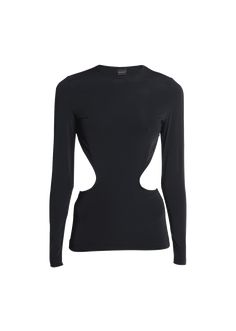 Find BALENCIAGA Cutout Long-sleeve Top on Editorialist. Balenciaga top with cutout detail Crew neckline Long sleeves Slim fit Pullover style Nylon/polyamide/elastane Made in Portugal