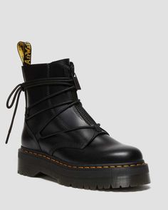 Jarrick II Laced Leather Platform Boots | Dr. Martens Jadon Boots, Leather Platform Boots, Dr Shoes, Black Platform Boots, Boots Uk, Mode Inspo, Black Leather Boots, Platform Boots, Shoe Game