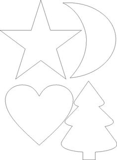 christmas tree cut out with the shape of a heart, star and moon on top