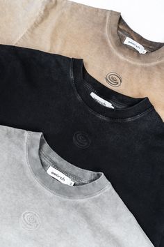 Overdyed Logo Tee by SEARCH. Features embroidered logos on chest, back, and left sleeve. Details: 275 GSM Embroidered logos Enzyme-washed for softness Measurement Guide: (in inches) XS S M L XL XXL Length 28.5 29 30 30.5 31.5 32 Chest 22 22.5 23.5 24.5 25 26 Shoulder 21.5 22 22.5 23.5 24 24.5 Sleeve 9 9.5 9.5 10 10 10.5 Eye Logo, Silver Ombre, Logo Tee, Logo Tees, Black Tee, ? Logo, Sweatshirts, Silver, Black