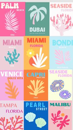 the different types of seaweed are shown in this graphic art printable poster, which includes