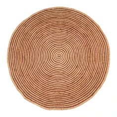 a brown and white circular rug on a white background