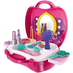 Pretend Play Makeup Set allows your little girl to be a princess! This pretend play allows them to immerse themselves with many different pieces of salon toys. Each and every piece is made with high-quality plastic and smooth edges in order to ensure safety for your kids! Each and every piece is extremely durable as well as detailed Pretend Makeup, Makeup Toys, Makeup Kit For Kids, Play Makeup, Beauty Salon Equipment, Kids Pretend Play, Cosmetic Sets, Pretend Play Toys, Makeup Salon