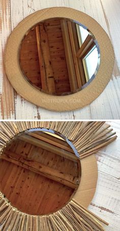 a mirror that is made out of sticks