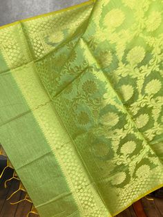 Stunning Banarasi Dupatta in Pastel Light Green Color with Muted Zari Weaving. Floral Design in Jaal with tassles.  Give your Outfit a new look with these beauties. ❤️ Item: Dupatta Base color : Pastel Light Green Fabric : Cotton Semi Silk (Not Pure Silk) Work : Zari Weaved with tassels Length of the Dupatta : 92 inches approx. Width of the dupatta : 35 inches (Approx.) Store Policies - No return or exchange will be accepted for color variations. - No return or exchange will be accepted if the c Men's Ethnic Wear, Light Green Color, Stole Scarf, Color Pastel, Kantha Stitch, Silk Dupatta, Green Fabric, Dress Clothes For Women, Pure Silk