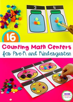 counting math centers for pre - k and kindergarten students to practice counting with their hands