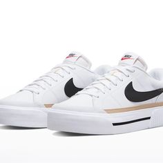 Nike Women Court Legacy Lift White Black Casual Platform Shoe Dm7590-100 Women Size 5.5- 11 All Brand New Nike Women Court Legacy, Shoes Nike Women, Court Legacy Lift, Nike High Tops, Platform Shoe, Nike Tennis Dress, Black White Gold, Crocs Shoes, Platform Sneakers