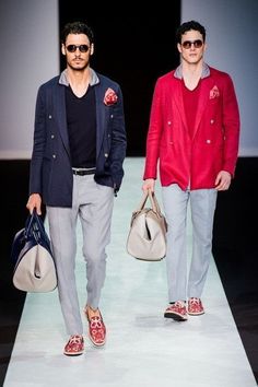 Tendencias Complementos Hombre 2014 - Modaellos.com Man Bags, 2014 Trends, Best Mens Fashion, Armani Prive, Menswear Collection, Armani Men, Fashion Shows, Summer 2014