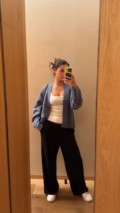 Soft Trousers Outfit, Strapless Top Outfit Winter, Red T Shirt Outfit Jeans, Turtle Neck With Tank Top Over, Finals Outfit College, Bootcut Slacks Outfit, Lazy Put Together Outfits, Cold Fits Aesthetic, Finals Week Outfit Winter