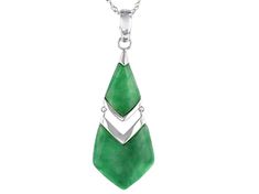 Pacific Style™ 23x21mm & 17x13mm Custom Jadeite Cabochon, Rhodium Over Sterling Silver Dangle Enhancer With 18" Singapore Chain. 2" Extender. Lobster Claw Clasp. Measures approximately 2.40"L x .82"W Jewelry Television, Jewelry Clasps, Shop Jewelry, Blue Agate, Precious Gems, Cultured Pearls, Lobster Claw, Post Earrings, Freshwater Pearls