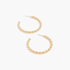 Brand New J.Crew Gold Twisted Hoop Earrings Length: 1 3/16". Gold-Plated Brass, Hypoallergenic Titanium Posts, Disc Clutches. Twisted Hoop Earrings, Double Hoop Earrings, Wardrobe Update, Earring Gold, Beaded Drop Earrings, Triangle Earrings, Leather Mary Janes, Accessories Jewelry Earrings, Earrings Color