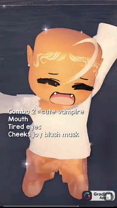 an animated baby doll with the caption canna 2 cute vampire tired eyes cheeks / blush mask