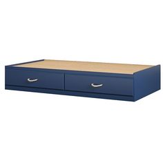 a large blue drawer with two drawers on the bottom and one drawer open to reveal something