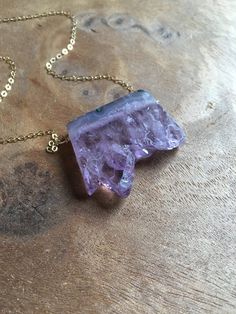 Raw Amethyst Slice Necklace - Raw Crystal Necklace -  Gemstone Necklace -Amethyst Jewelry - Raw Ston Purple Raw Stone Crystal Pendant Necklace, Purple Raw Stone Necklaces For Healing, Amethyst Raw Stone Pendant Necklace, Amethyst Pendant Necklace With Raw Stone, Purple Amethyst Necklace With Raw Stone, Amethyst Raw Stone Necklace For Healing, Purple Amethyst Jewelry With Raw Stones, Healing Abilities, February Birthstone Jewelry